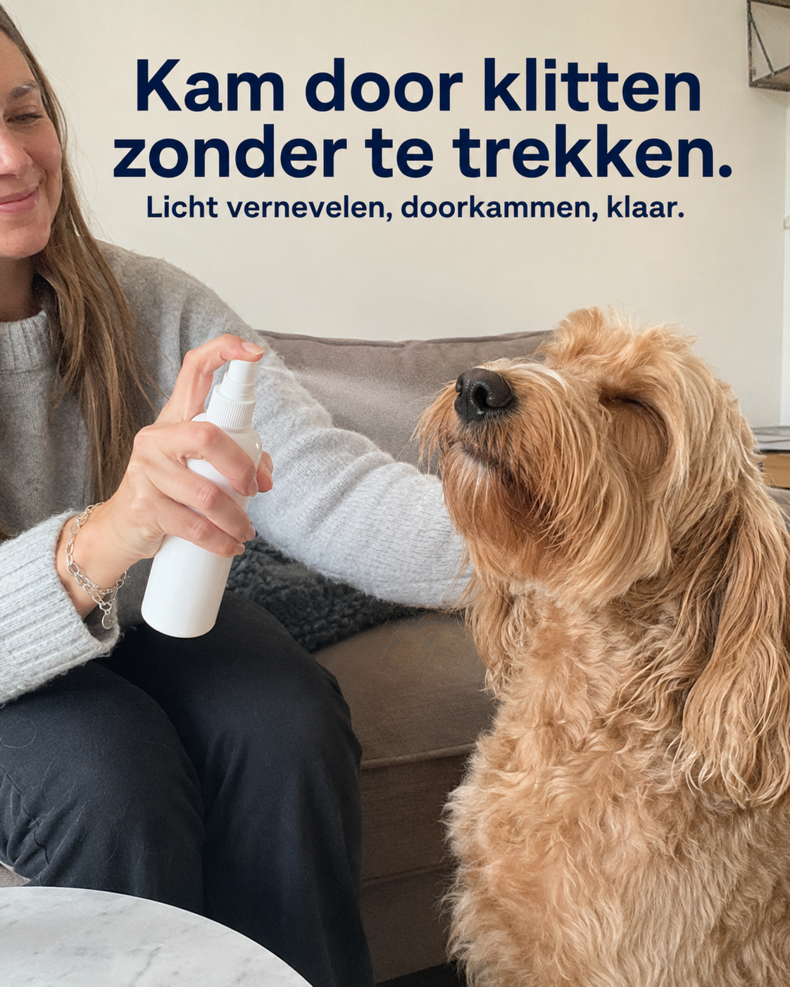 Woofl Mist tijdens een rustige verzorgingsbeurt
