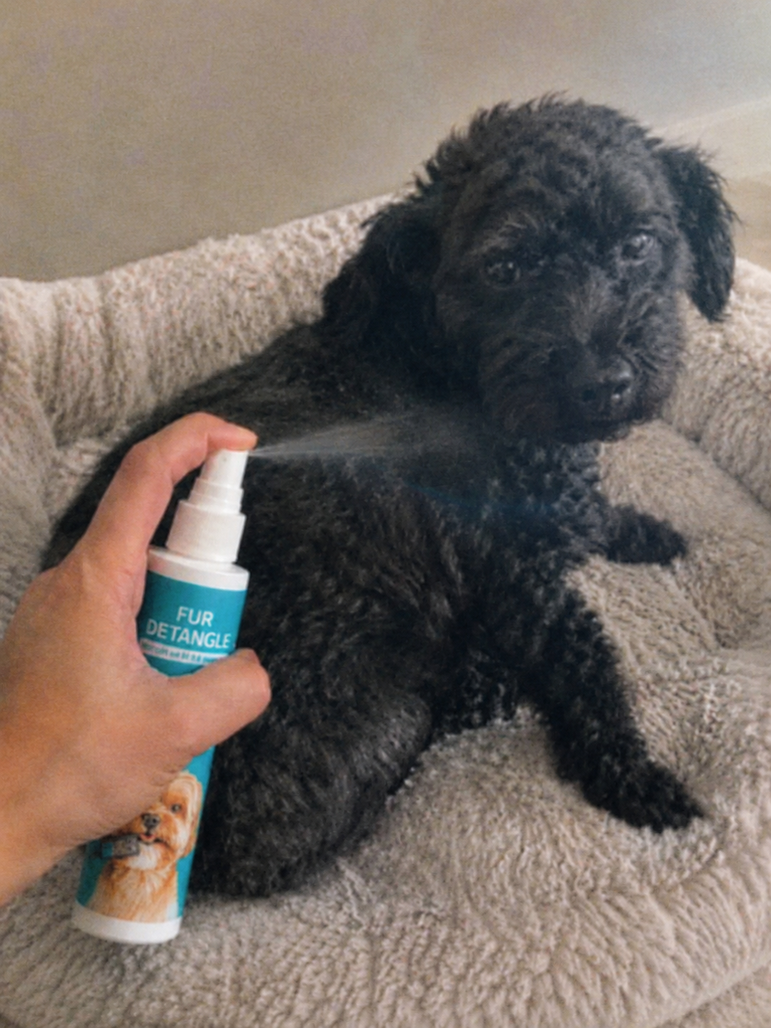 Klantfoto: Woofl Mist bij een zwarte hond